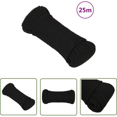 The Living Store Arbeitsseil Schwarz 5 mm 25 m Polyester - Arbeitseil - Polyester Seil - Geflochtenes Seil - Baumarkt Zubehör - Gartenseil (1/5)