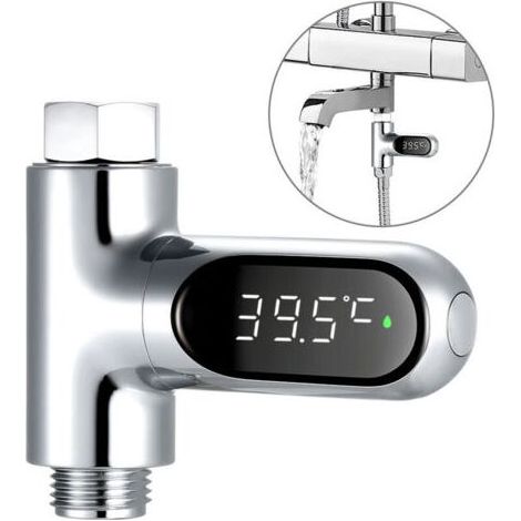 Compteur d'eau à affichage LED Thermomètre de douche numérique Moniteur de température de bain Compteur de température de l'eau avec plage de 5 85 ℃ ℃ / ℉ Accessoires de bain de douche de haute préci (1/4)