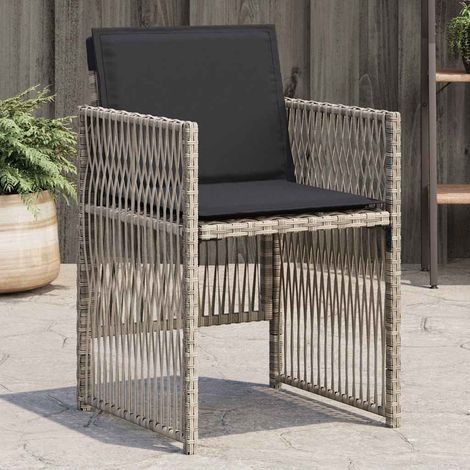 Gartenstühle mit Kissen 4 Stk. Hellgrau Poly Rattan (1/5)
