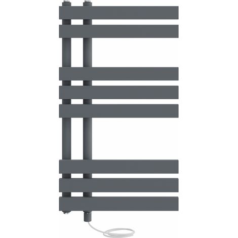 Prefilled Electric Heated Towel Rail D-shape Radiator Ladder Warmer Heating Rads 800x450mm Sand Grey (1/5)