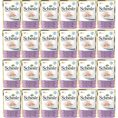 SCHESIR Einzelportion Thunfisch-Hühnchen mit Schinken Nassfutterbeutel 24 x 50 g (1/2)