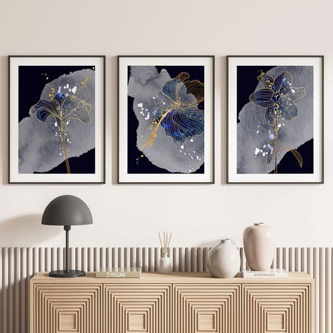 Lot de 3 Affiches / Posters Triptyque - Fleurs - 3 Affiches - 70x100 cm (Cadres non fournis) - Photo pleine page (1/5)