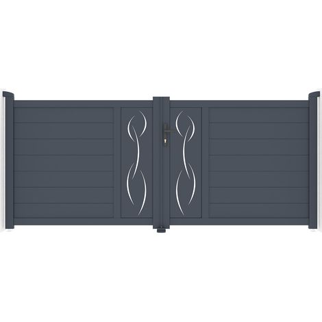 Portail battant 3m LIFE H.120 aluminium gris (1/5)