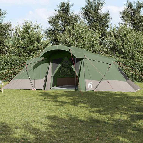 vidaXL Tente familiale 6 personne Vert et gris (1/5)