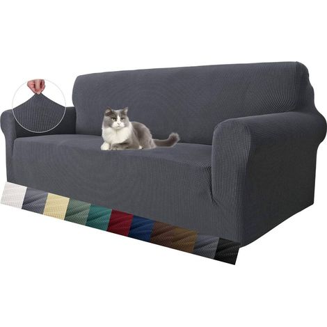 1 Housse de canapé Extensible, Tissu Jacquard, Antidérapant, Protection Animaux, Salon 3 Places