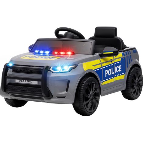 AIYAPLAY Auto Elettrica Polizia 12V per Bambini, 2 Motori, Telecomando, Grigio (1/5)