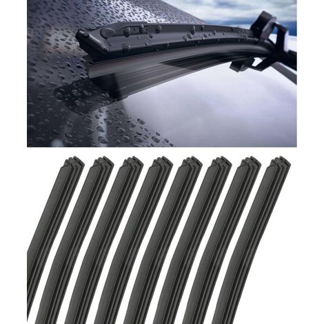 8PCS Balais D'essuie-Glace pour Voiture,28” Caoutchouc Essuie Glace, Windscreen Wipers,Balais D'essuie Gglace,Caoutchouc Essuie Glace,Compatible Avec Tous les Principaux Modèles