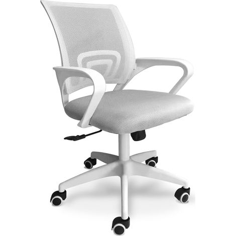 Lara - Sedia da ufficio ergonomica ad altezza regolabile con ruote girevoli - colore bianco e grigio