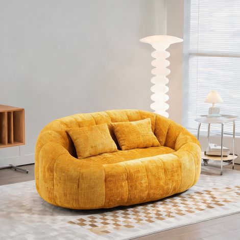 Fauteuil poire adulte en chenille avec dossier haut pour salon (1/5)