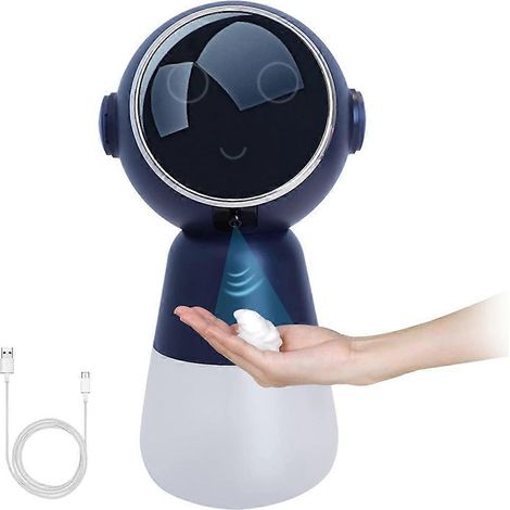 Distributeur de savon pour enfants, distributeur de savon automatique 320 ml, distributeur de savon mousse sans contact rechargeable, bleu (1/4)
