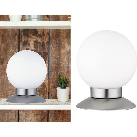 LED Tischleuchten 2er SET Silber Glasschirm Weiß dimmbar Touch Sensor, Höhe 13cm (1/5)