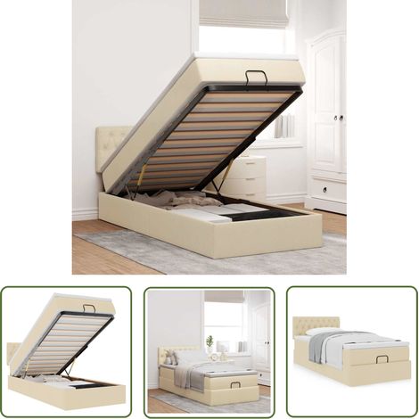 vidaXL Ottoman-Bett mit Matratze Creme 100x200 cm Stoff (1/5)