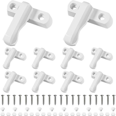 4 Pièces Verrou Baie Coulissante,Serrure Butée Réglable,Serrure de Sécurité pour Fenêtre,Bloque Fenetre Coulissante,Sans Perceuse, pour Portes et Fenêtres Coulissantes (Marron)