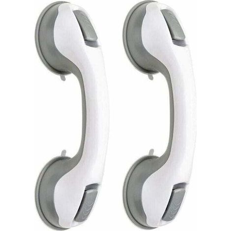 (2pcs)Poignée baignoire de sécurité/Poignée/ventouse de douche pour salle de bain + WC (Gris) (1/4)