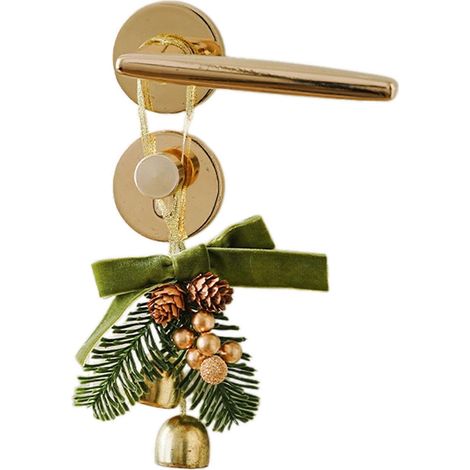 Pendentif élégant en velours avec nœud papillon et clochettes en forme de pomme de pin - Charmant petit ornement pour sapin de Noël et décoration de maison pour les fêtes de fin d'année. (1/5)