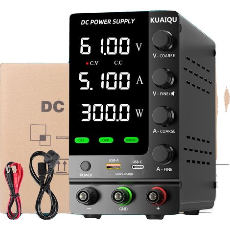 Fuente de alimentación, salida de 32 V, voltaje y corriente ajustables, 61 V 5,1 A 300 W, 220 V CA (1/2)