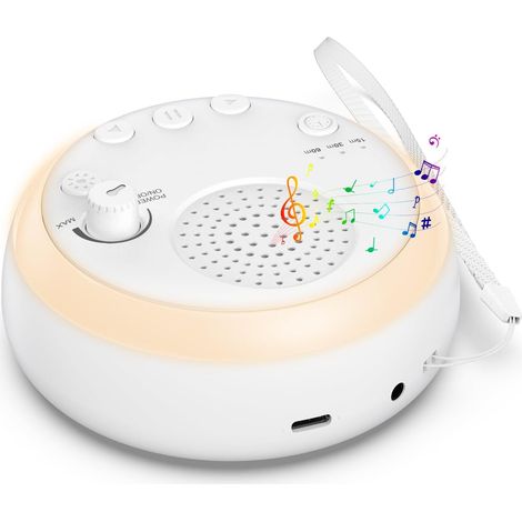 Baby-Weißrauschgerät, tragbare Einschlafhilfe mit Nachtlicht, USB-wiederaufladbares Weißrauschgerät, 16 extrem beruhigende Klänge, Lautstärkeregelung, Timerfunktion
