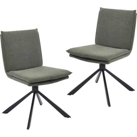 Set di 2 Sedie da Pranzo in Tessuto Sedia Cucina Girevole Sedia Imbottita con Gambe in Metallo per Sala da Pranzo/Soggiorno, Verde, chairus (1/5)