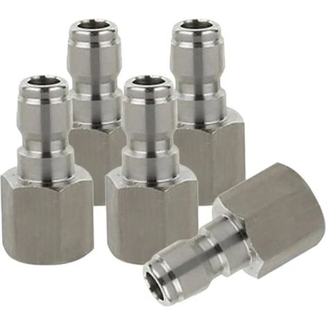 Adaptateur Tuyau - Raccord Rapide 1/4 Pouces G - Pour Nettoyeur Haute Pression Machine À Laver Camping-Car Bateau - 5 Pièces (1/5)
