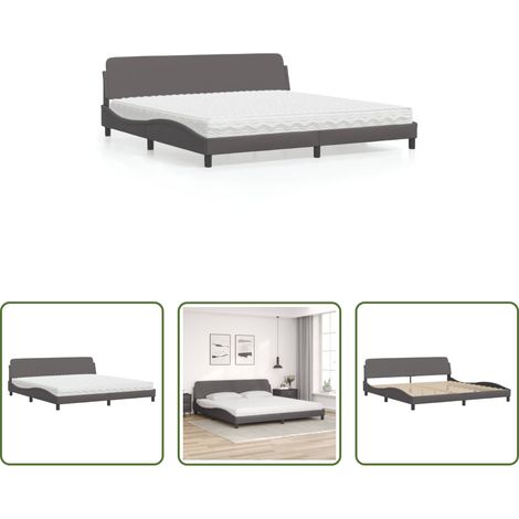 Kunstlederbett - Bett mit Matratze "Dover" Grau 200x200 cm Kunstleder (1/5)