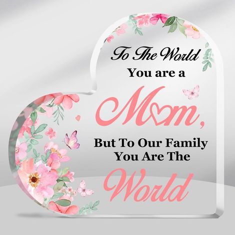 Plaque en acrylique cœur à poser, décoration souvenir pour papa maman sœur ou famille(15 cm) (1/4)