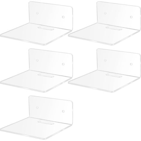5 Pcs Petites Etagere Murale, Étagère Murale Suspendue, Tablette Étagère Flottantes en Acrylique, Étagères pour Salle de Bain Chambre à Couche (1/5)