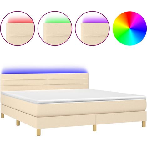 Maison Exclusive - Boxspringbett mit Matratze & LED Creme 180x200