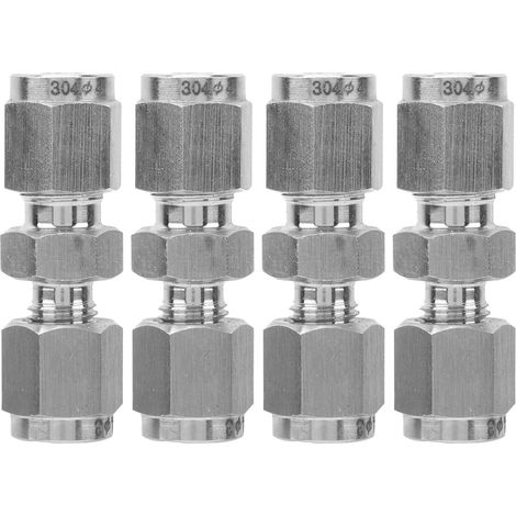 Adaptateur de tube à compression 4 pièces en acier inoxydable 304, raccord réducteur droit à double virole (Ф3/Ф4) (1/5)
