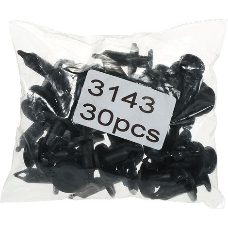 Attaches de pare-chocs en Nylon, Clips de rivets de garde-boue, 30 pièces de 8mm, fixation universelle pour automobile et remplacement (1/5)