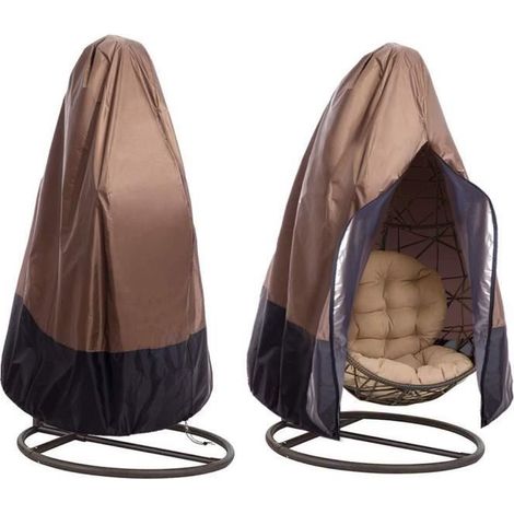 Hülle für Hängesessel im Garten - Braun - Wasserdicht und UV-beständig aus Oxford-Polyester - 190 x 115 cm (1/4)