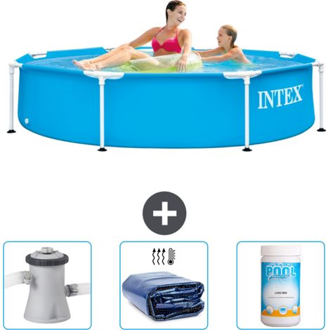 Intex-Schwimmbecken mit rundem Rahmen – 244 x 51 cm – Blau – im Lieferumfang enthalten Accessoire CB75