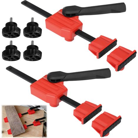 2 Pièces Pinces de Bureau pour Travail du Bois, Facile à Utiliser, Pince D'établi de Table, Applications Polyvalentes, Pince à Dégagement Rapide pour Établi, pour le Fraisage, le Ponçage (Rouge) (1/5)