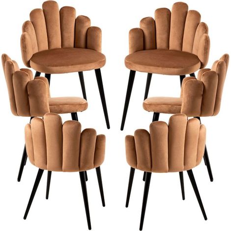 Packs Sillas Comedor - Pack 6 Sillas Hand Patas Negras Terciopelo - Marrón (1/5)