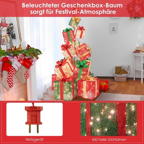 Set di scatole regalo di Natale illuminate, 15 pezzi, 450 luci LED