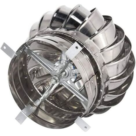 Chapeau de cheminée rotatif éolien en inox Ø 200 mm – Protection contre la pluie et l'humidité – Améliore la combustion des fumées