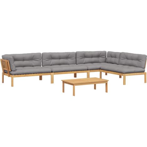Maison Exclusive - 5-tlg. Garten-Sofagarnitur aus Paletten mit Ki (1/5)