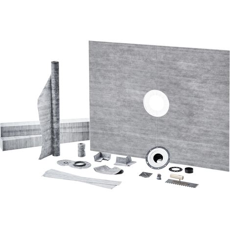 Mophorn-Duschkanten-Set, 1219 x 1524 mm, wasserdichtes Duschwannen-Set mit PVC-Flansch, Edelstahlrost, Membran und Gefällestäben für Renovierungen im Badezimmer