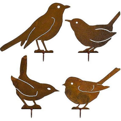 Oiseau en métal rouillé, oiseau en fer forgé, statue d'oiseau en métal étanche, décoration extérieure pour parc et jardin (1/5)