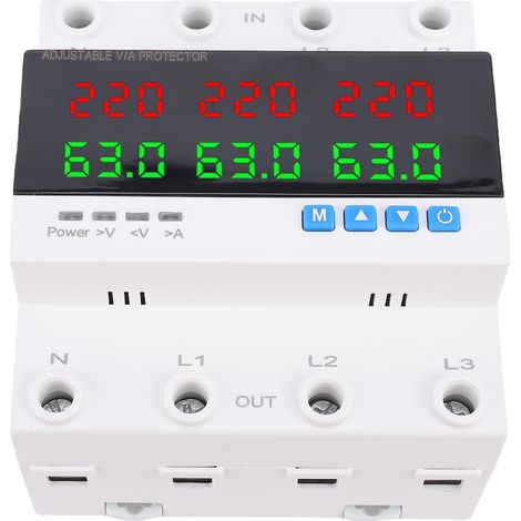 Commutateur de transfert automatique 63 A 4P triphasé avec protection contre les surintensités, les surtensions et les sous-tensions, disjoncteur réglable et affichage LED pour générateur/onduleur (1/5)