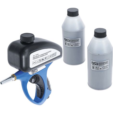 Bgs Technic – Pistolet pneumatique de sablage 510ml – Pression 6,3 bars – Buse galvanisée 5mm – Sable oxyde d'aluminium 1kg x2