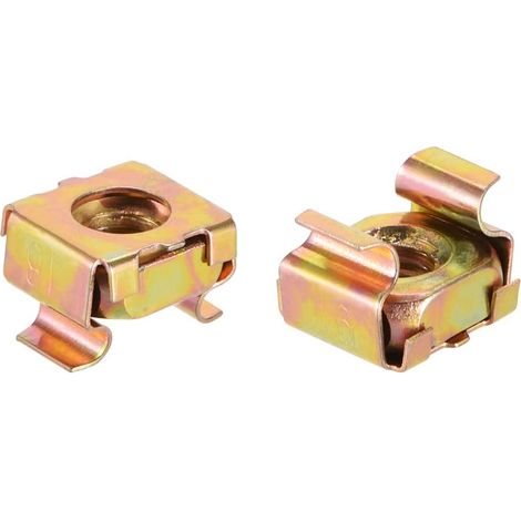 10pcs Écrous à cage pour armoire de rack de serveur acier au carbone zingué jaune Zinc jaune M6 (1/3)