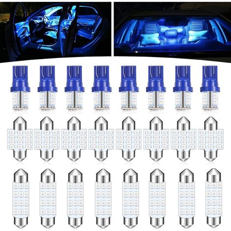 Kit de 24 ampoules LED pour voiture, T10 31 mm 42 mm, éclairage intérieur, plafonnier, éclairage de courtoisie, de porte, de plaque d'immatriculation (bleu)