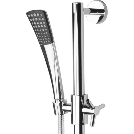 PaulGurkes Ensemble de douche avec robinet croisé, barre de douche, douchette, flexible, montage en saillie