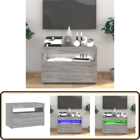 Meuble TV avec lumières LED Sonoma gris 60x35x40 cm - Meuble Tv - Meuble Téléviseur - Télévision - Luminaire Led - Éclairage Led