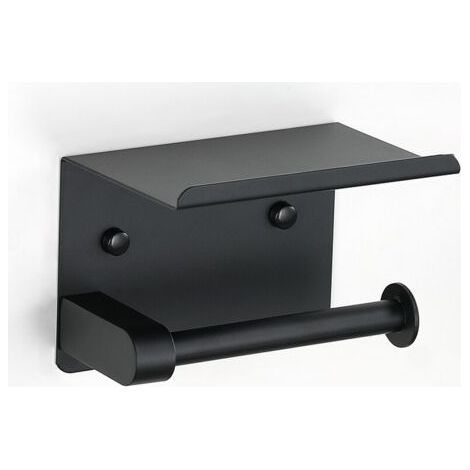Wall-mounted toilet paper holder in 304 stainless steel, fixed by screw or 3M sticker, black (1/5)