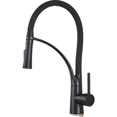 Grifo de cocina con rociador extraíble, diseño moderno, color negro. (1/2)