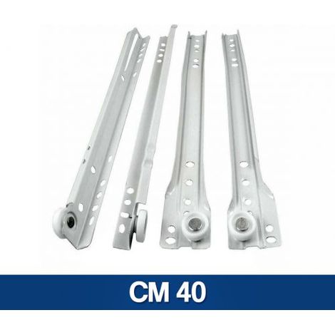 GUIDE GUIDA SCORREVOLE PER CASSETTI MOBILI A RULLO BINARIO BIANCHE (24114V) CM 40 (24115)