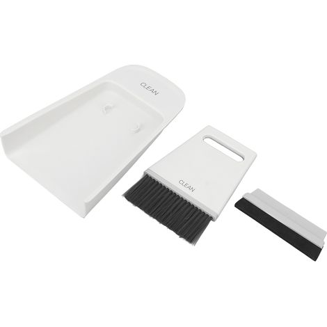 Balai et pelle à poussière mini set 2 brosses + 1 ramasse-miettes pour table, bureau et clavier, gris et blanc. (1/5)