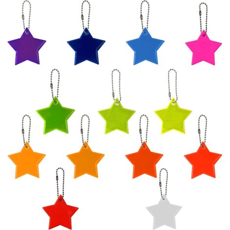 26 pendentifs réflecteurs étoiles, 13 couleurs, pour sacs, vélos, sécurité enfants/extérieurs (1/4)