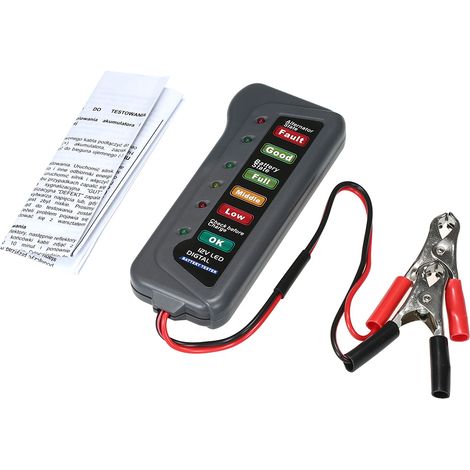 Testeur d'alternateur de batterie numérique à affichage 6 LED, moniteur de niveau pour voiture, moto, camions 12V (1/5)